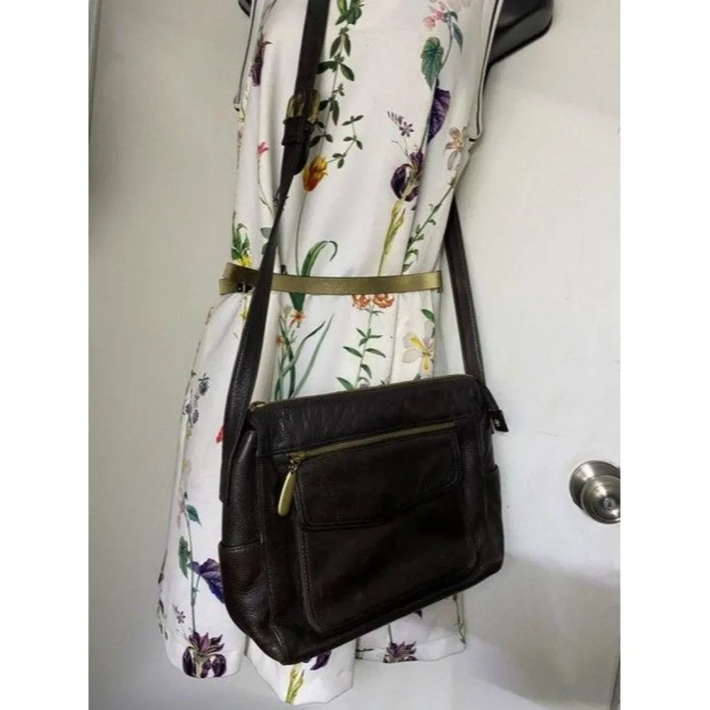 valerie stevens brown leather cross body bag - Picture 4 of 10